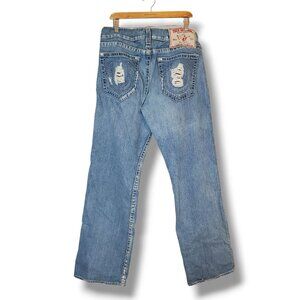 Y2K True Religion Bobby Big T Jeans Straight Baggy Blue Size 38